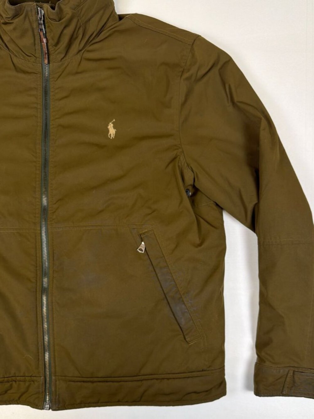 Polo Ralph Lauren Men Medium Olive Green Fleece Lined Full Zip Harrington Jacket - Picture 4 of 11